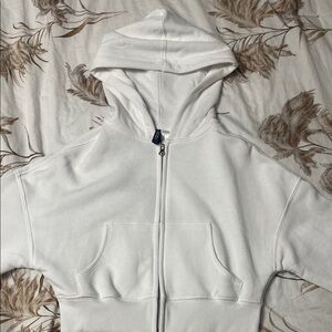 New Never Worn Cropped H&M White Zip-Up Hoodie